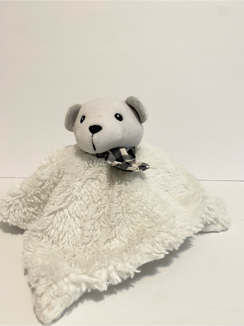 Jack & Lila Teddy Bear Lovey Black White Ribbon Baby Toy Security Blanket